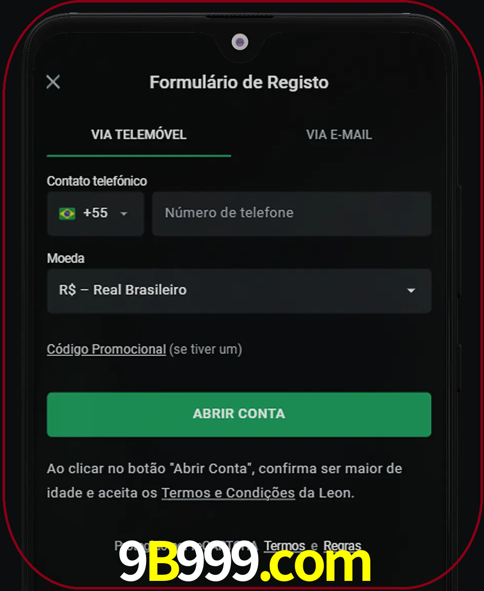 Abra o aplicativo e inicie o processo de registro.